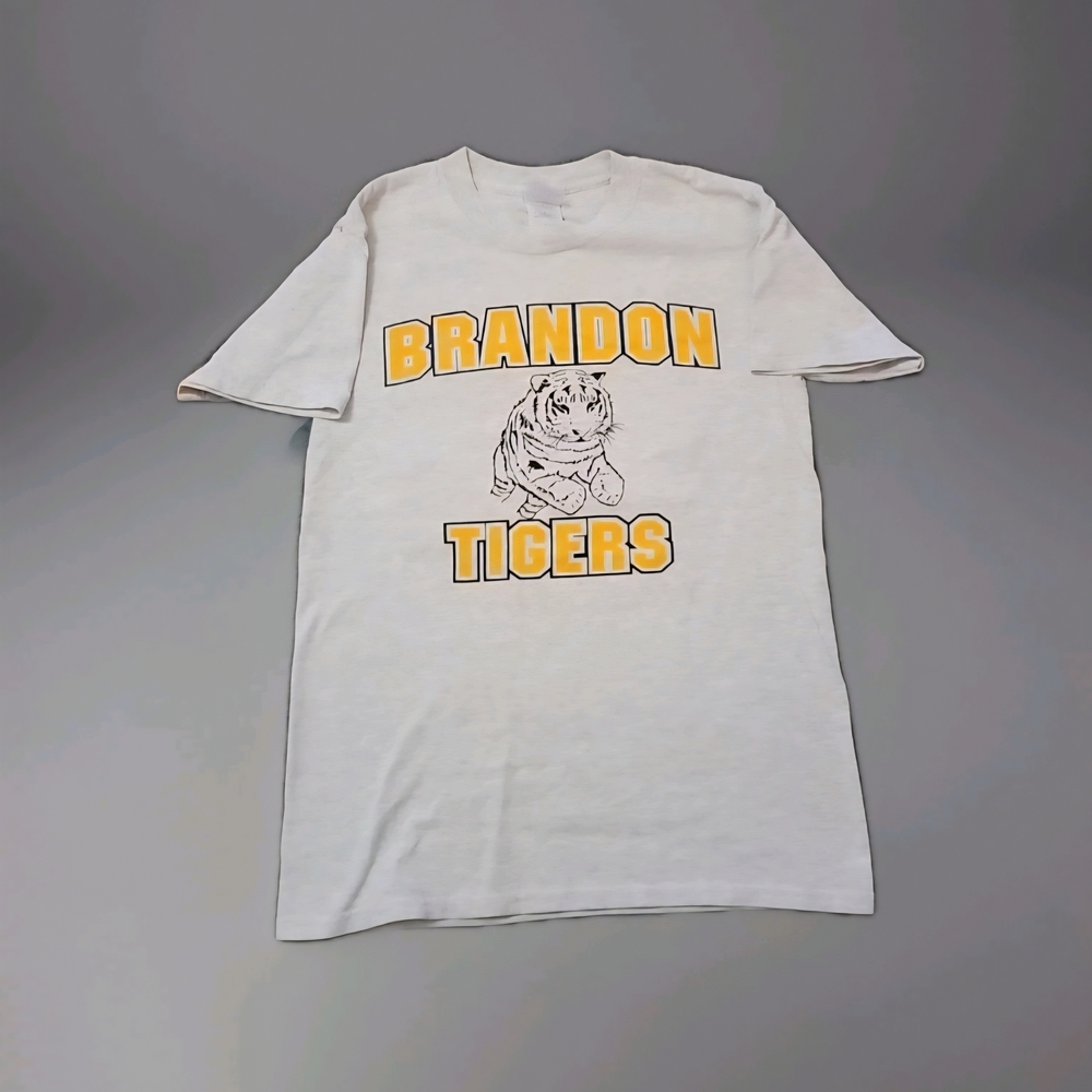 Gildan White Short Sleeve Tee with Yellow Print